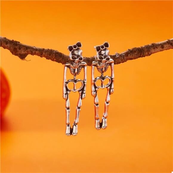 Halloween Skeleton Drop Earrings - Picture 5 of 11